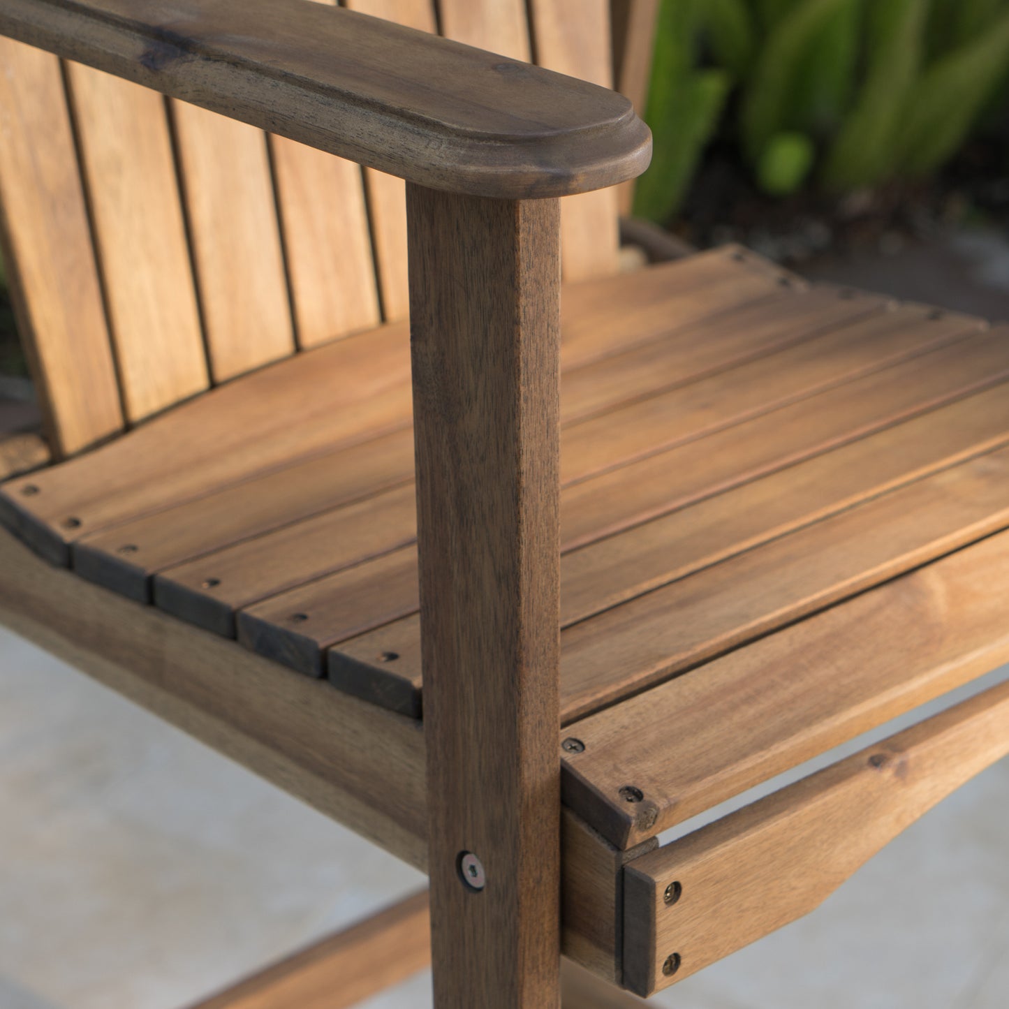 Outdoor Acacia Wood Adirondack Barstools, Set of 2, Natural Stained