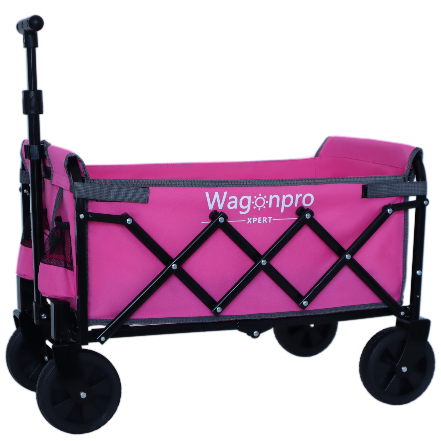 Expandable Dual-Layer Utility Wagon with 100% Extra Space - 225lbs Grocery Cart for Camping, Shopping, Sports, Gardening, Fishing, Pink