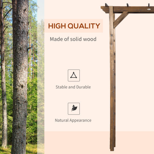 Brown 84.50 in. x 23.50 in. Carbonized Wooden Garden Arbor Wedding Ceremony Outdoor and Trellis for Climbing Vines