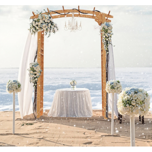 90 in. x 63 in. Wood Arbor, Wedding Arch for Ceremony, Outdoor Garden Pergola Arch Trellis for Plant Climbing