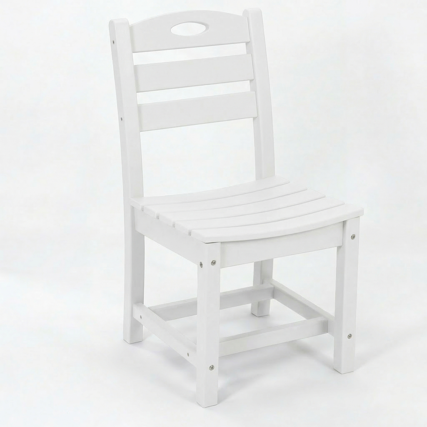 Set of 2 White HDPE Patio Dining Chairs, Armless Outdoor Side Chairs