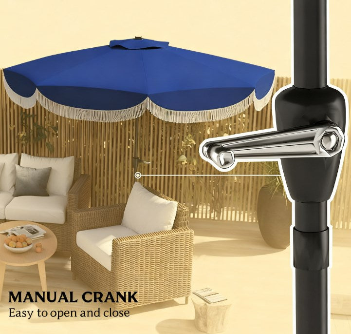 Outdoor Umbrella with Crank,Patio Umbrella,8 Ribs,Push Button Tilt