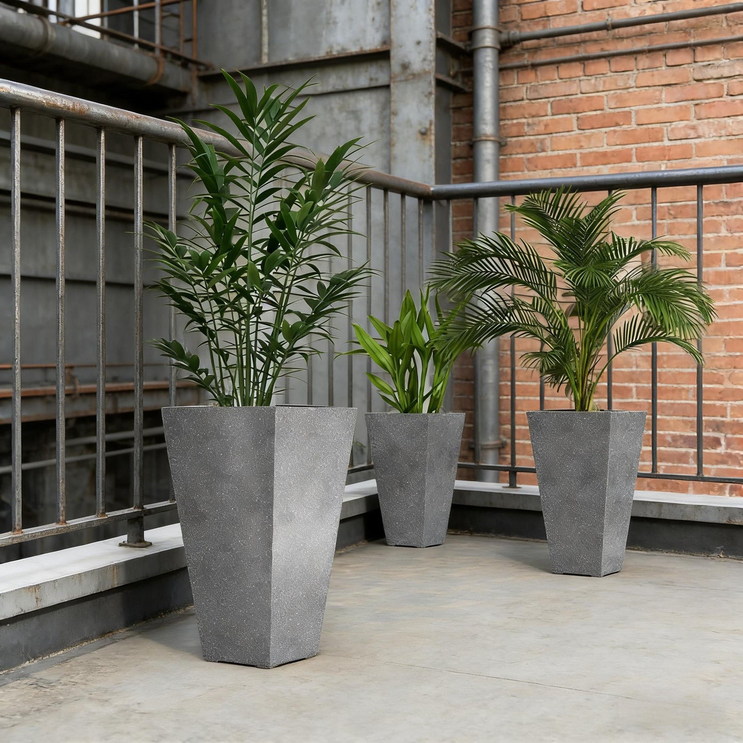 Set of 3 Tall Planters,Plastic Flower Pots
