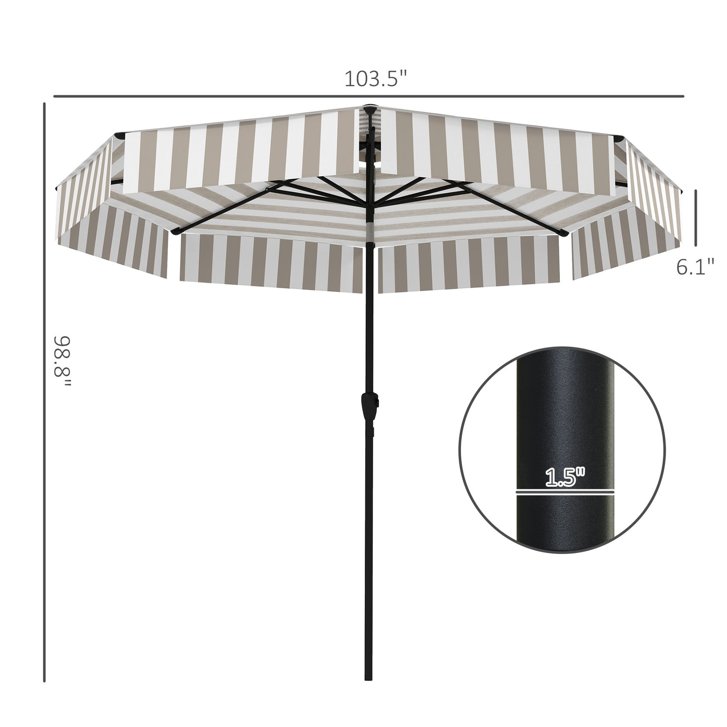 Outdoor Market Umbrella,Patio Umbrella,2-Tier Vented Patio Table Umbrella with Crank 8 Ribs,Tiltable Porch Umbrella,for Outdoor