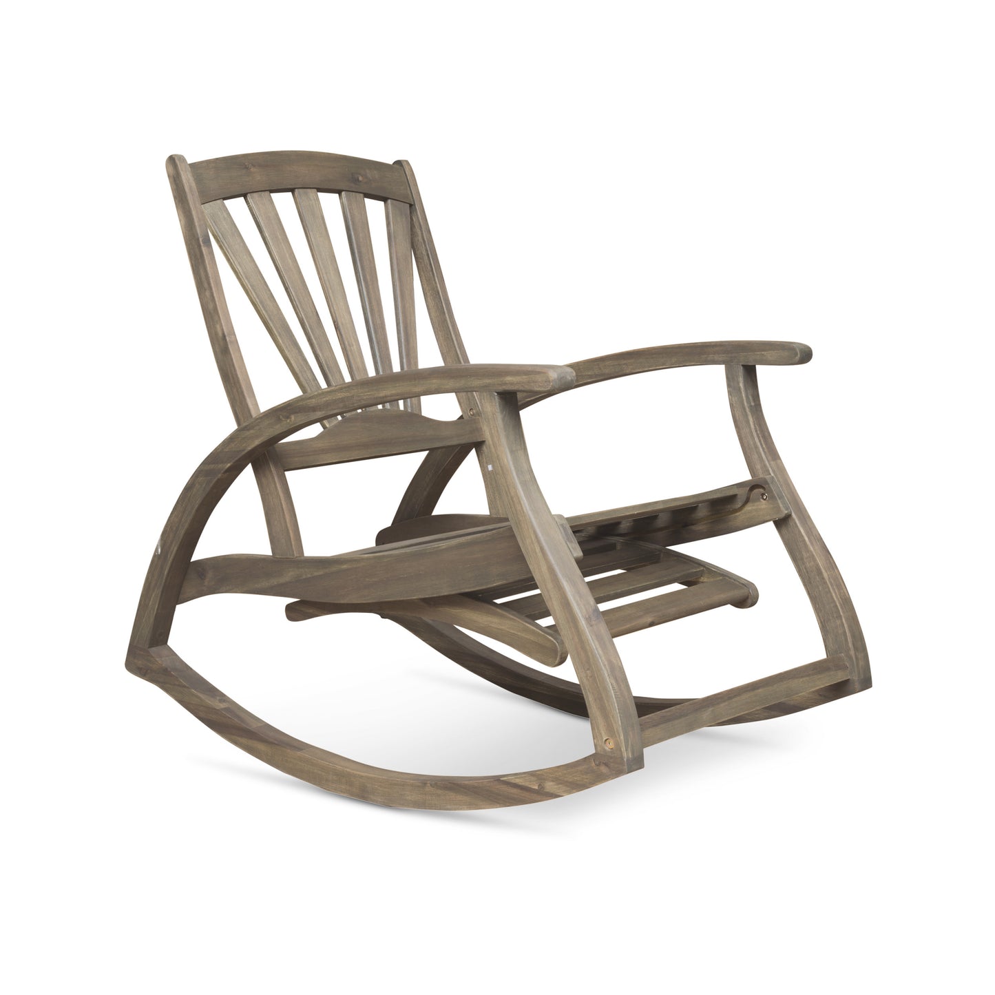 Outdoor Acacia wood Rocking Chair with Retractable foot panel,Rocker Patio Rocking Chair for Porch, Patio, Balcony,