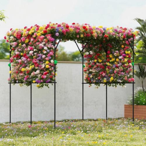 Metal Garden Arch Trellis Plant Trellis Support with Climbing Net for Climbing Plants,Wedding Arch for Ceremony
