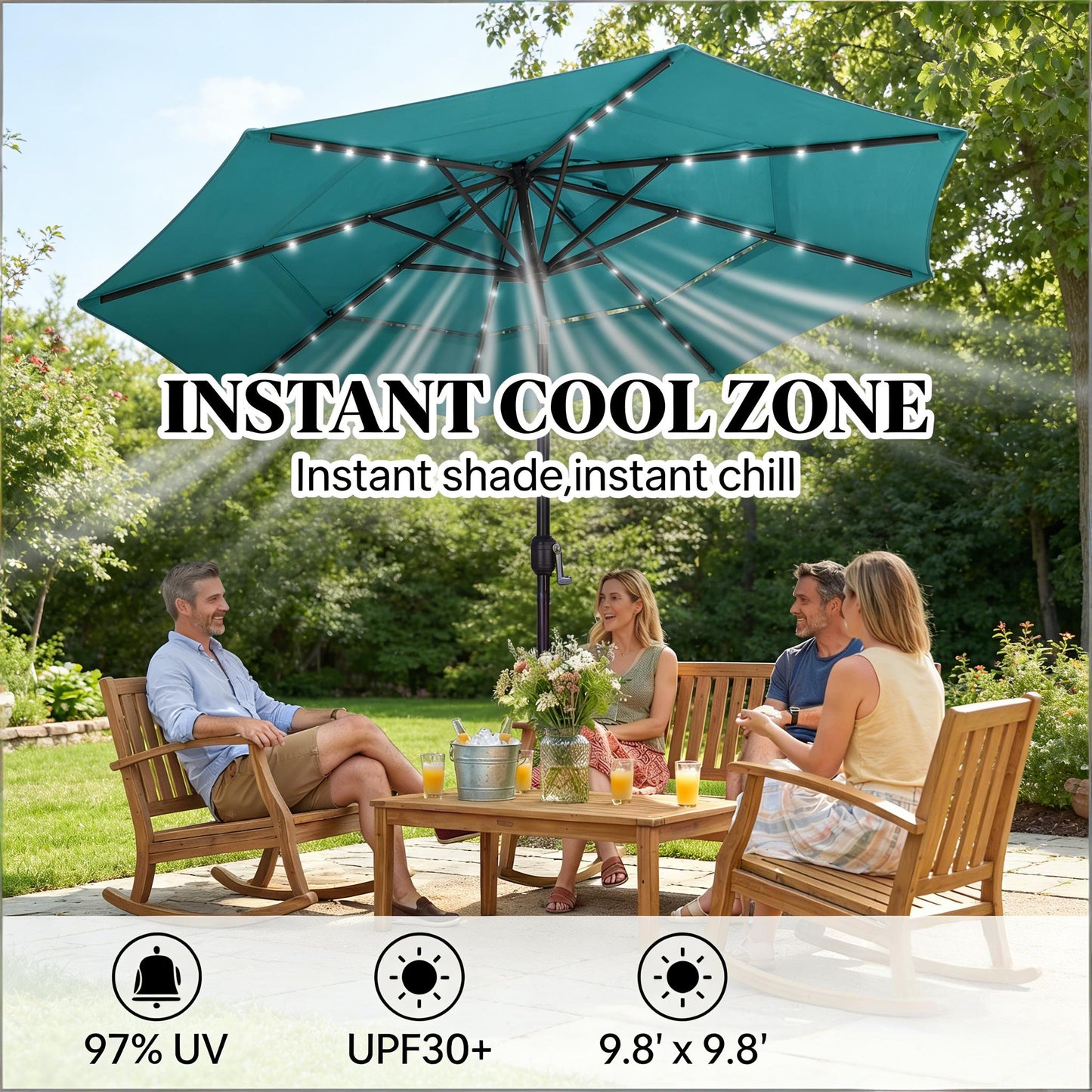 Patio Umbrella,3 Tier Outdoor Table Umbrella,Outdoor Patio Umbrella (Only Umbrella)