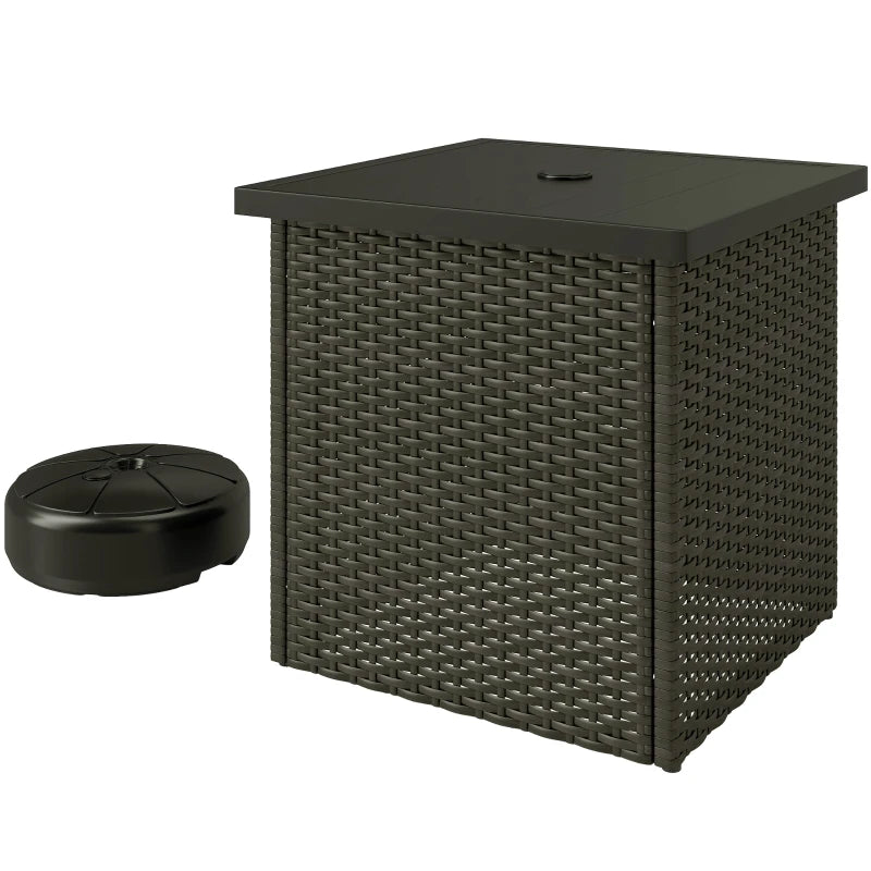 Outdoor Patio Coffee Table,Wicker Side Table with Umbrella Hole