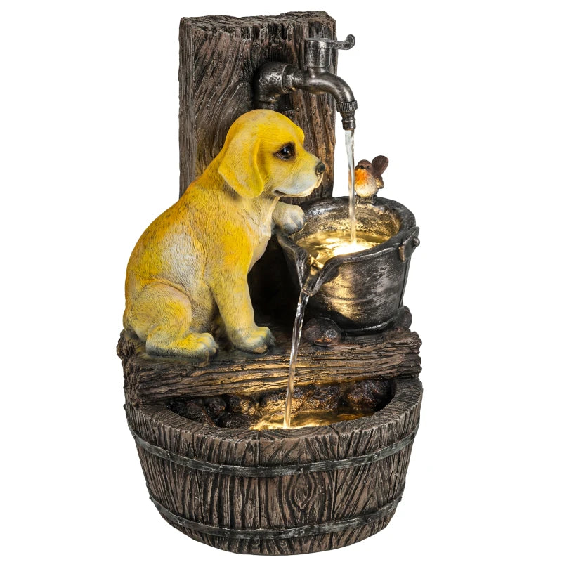 Puppy Theme Fountain,Rustic Style Outdoor Fountain,Garden Fountain