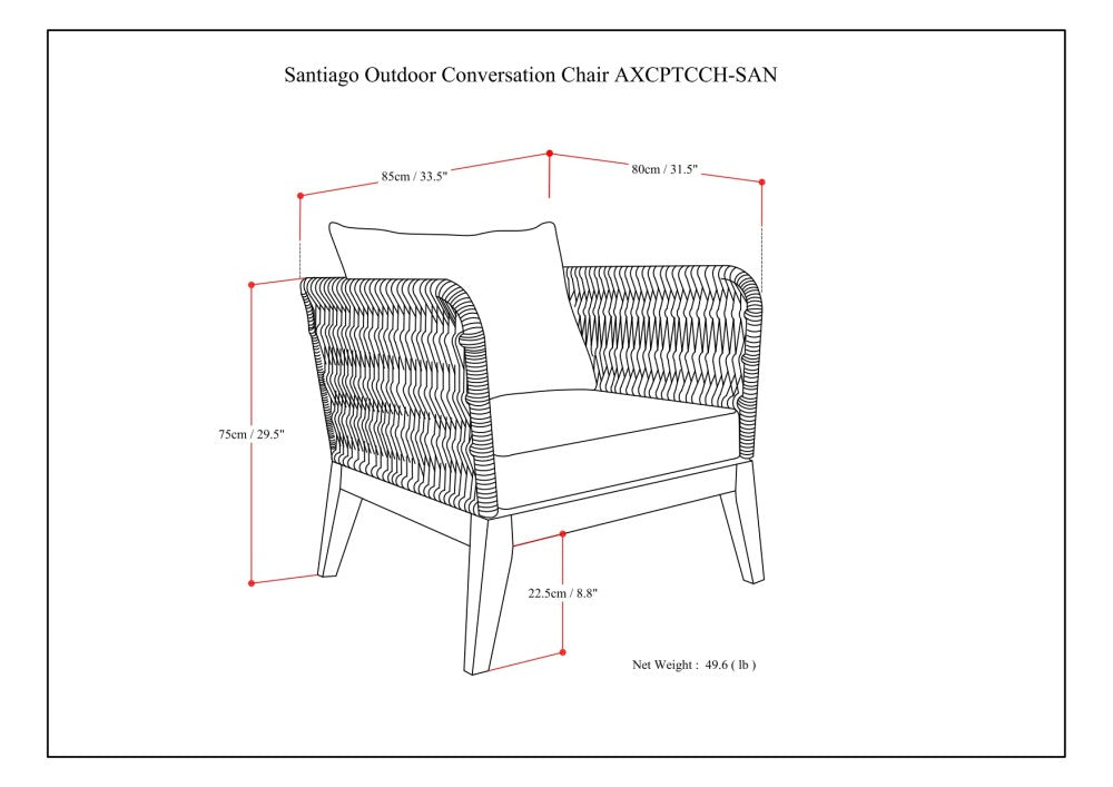 Santiago - Outdoor Conversation Chair - Slate Grey