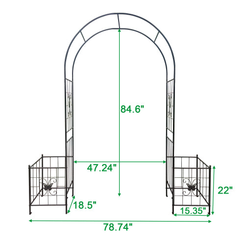 78.74 in. x 84.6 in. Black Metal Garden Trellis for Plant Climbing, Wedding Ceremony