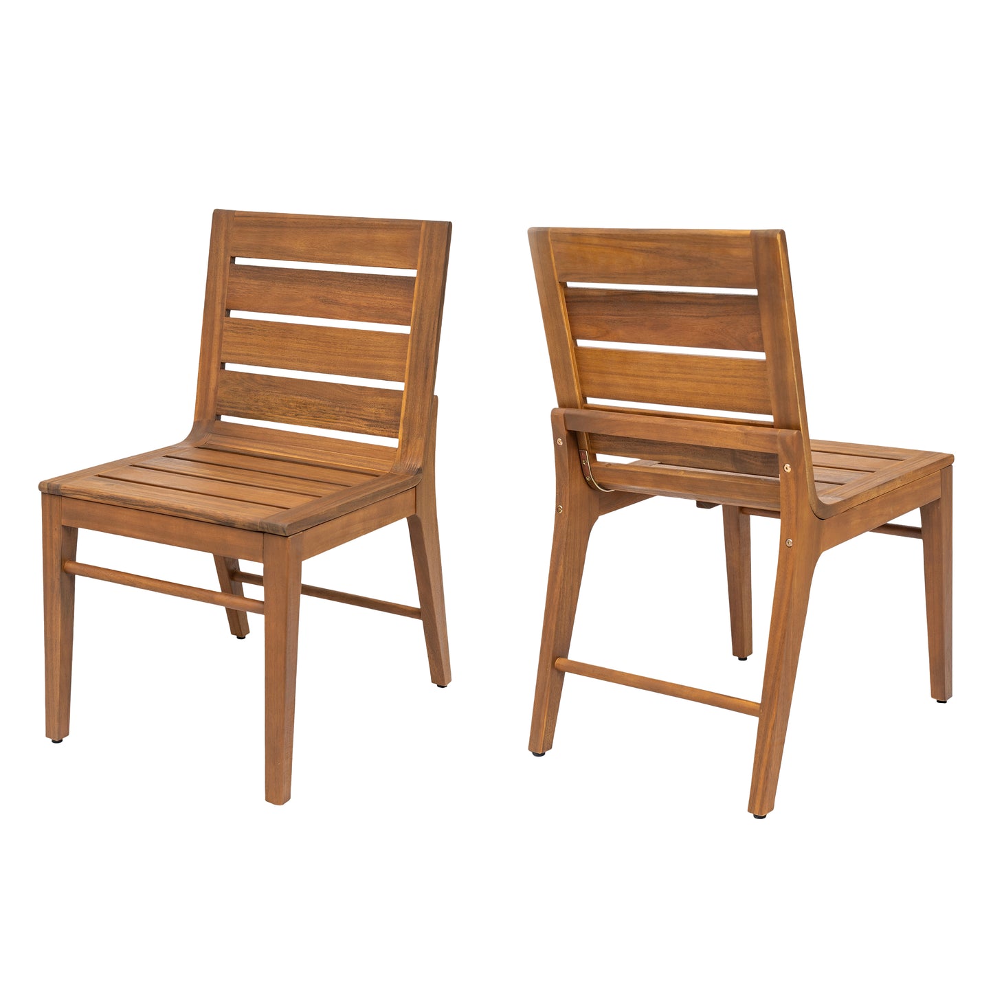 Outdoor Acacia Wood Dining Chair (Set of 2), Teak Finish Patio Chair with Ergonomic Curved Back, Weather Resistant Side Chair for Garden, Backyard, Patio