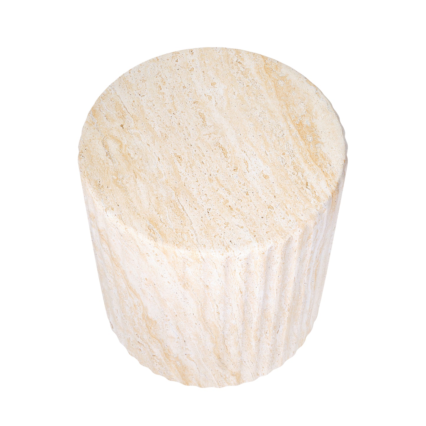 U_Style COSIEST Outdoor Side Table, Cylinder Shaped MgO Patio End Table, Lightweight Accent Table with Wave Design, Round Plant Stand Tool for Garden And Balcony