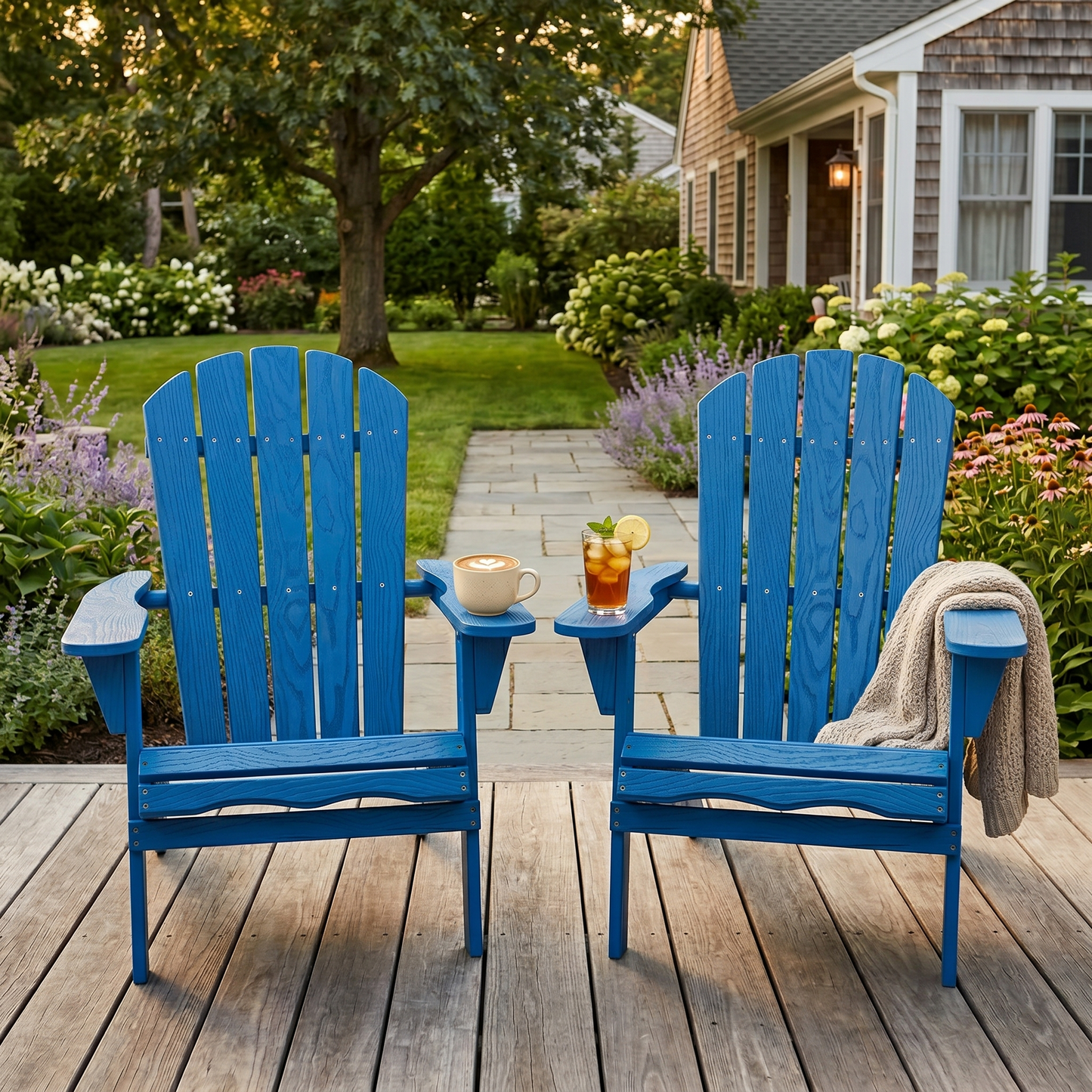 Wood Lounge Patio Chair for Garden Outdoor Wooden Folding Embossed Adirondack Chair Solid Wood Lounge Patio Chair with Wood Grain