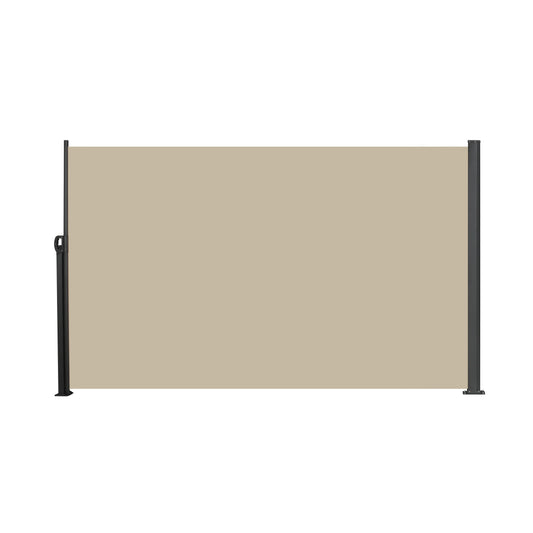 Retractable Side Screen Awning, UV Resistant, Waterproof, Patio Privacy Screen for Garden, Balcony, Courtyard(Dark Grey), 118" x 71"-Beige