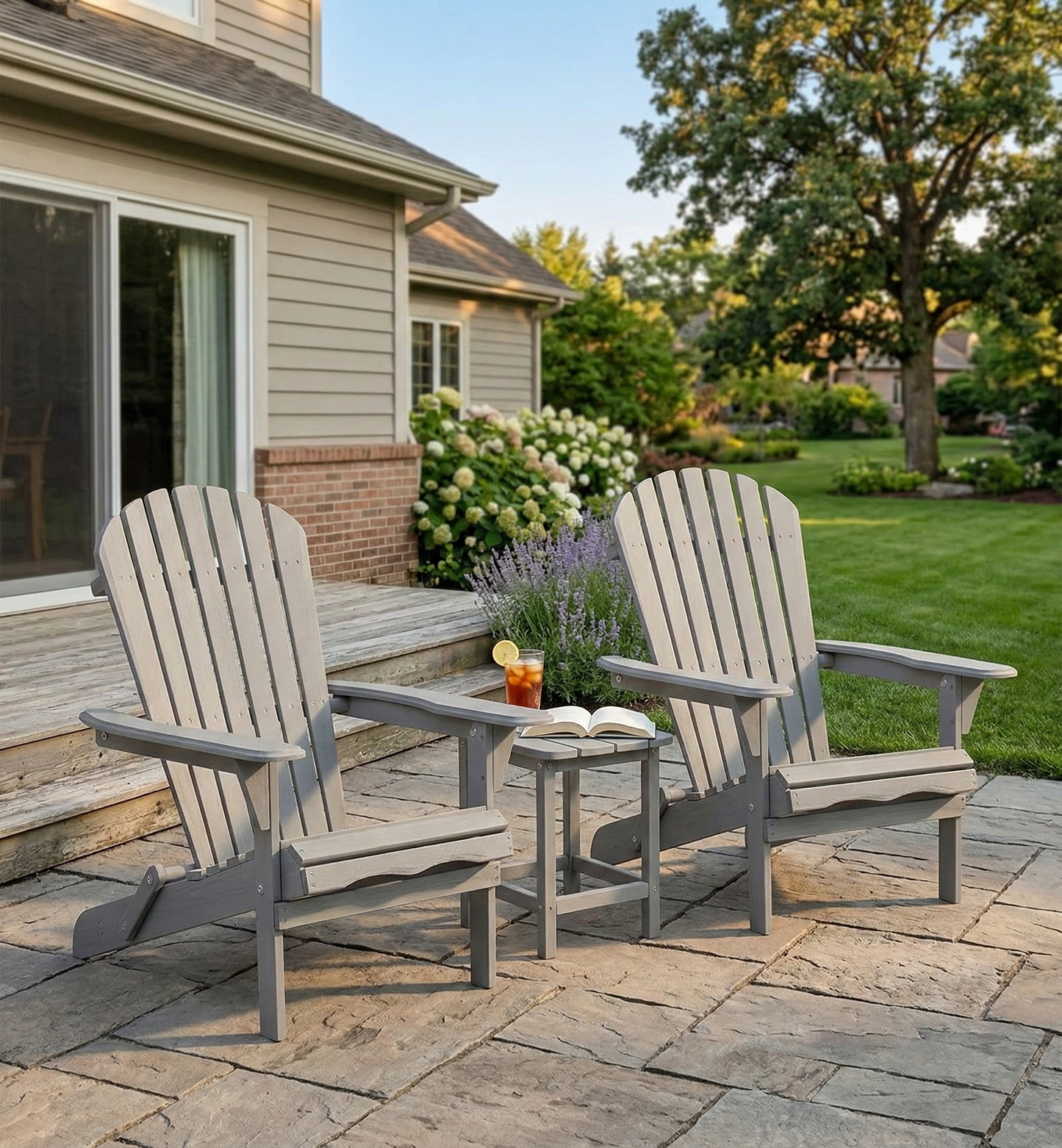 Wood Lounge Patio Chair for Garden Outdoor Wooden Folding Adirondack Chair Set of 2 Solid Wood Lounge Patio Chair for Garden, Lawn, Backyard,