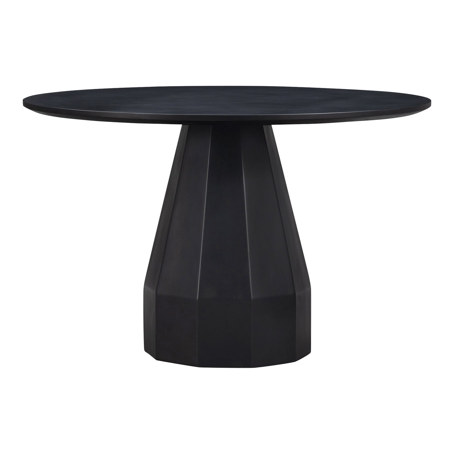 Outdoor Dining Table for 4, Round Concrete Top, Geometric Base, Black