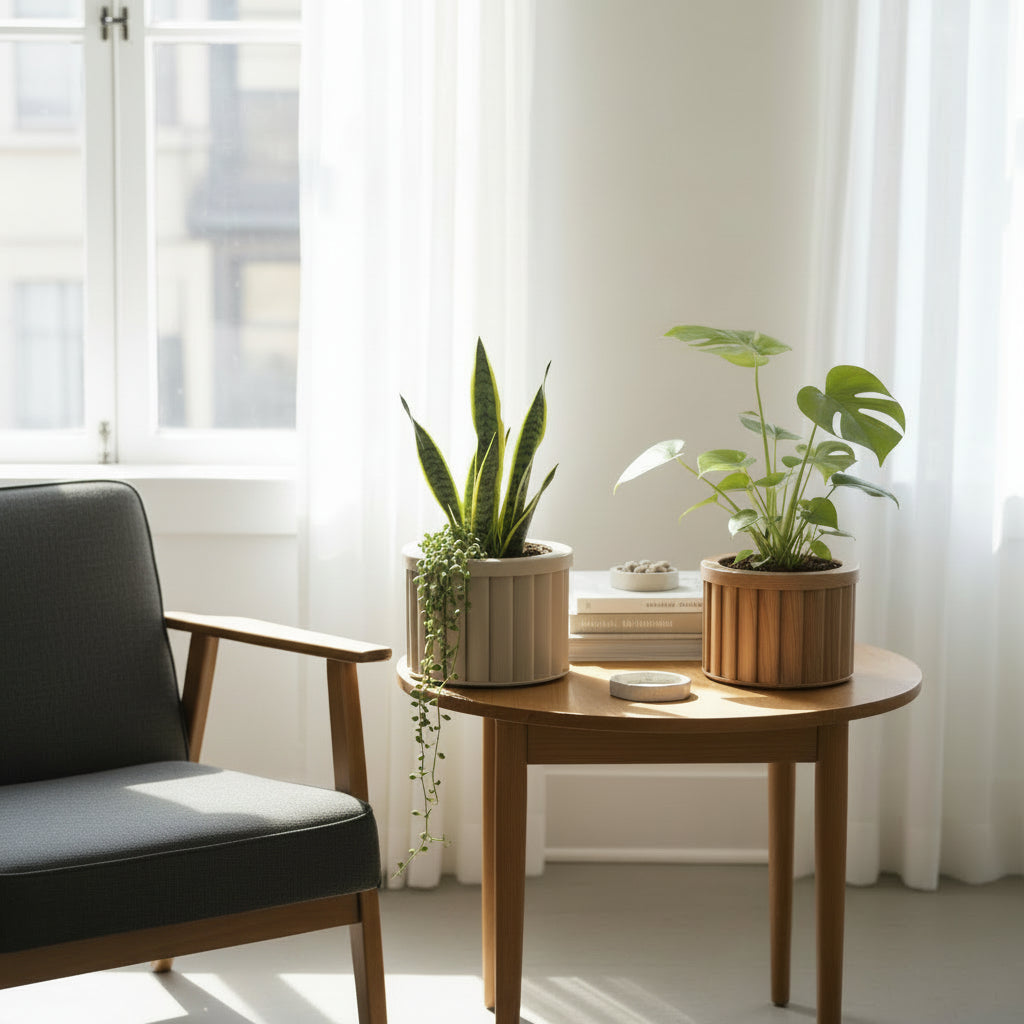 Round Strata Planter MD - Grey Brown