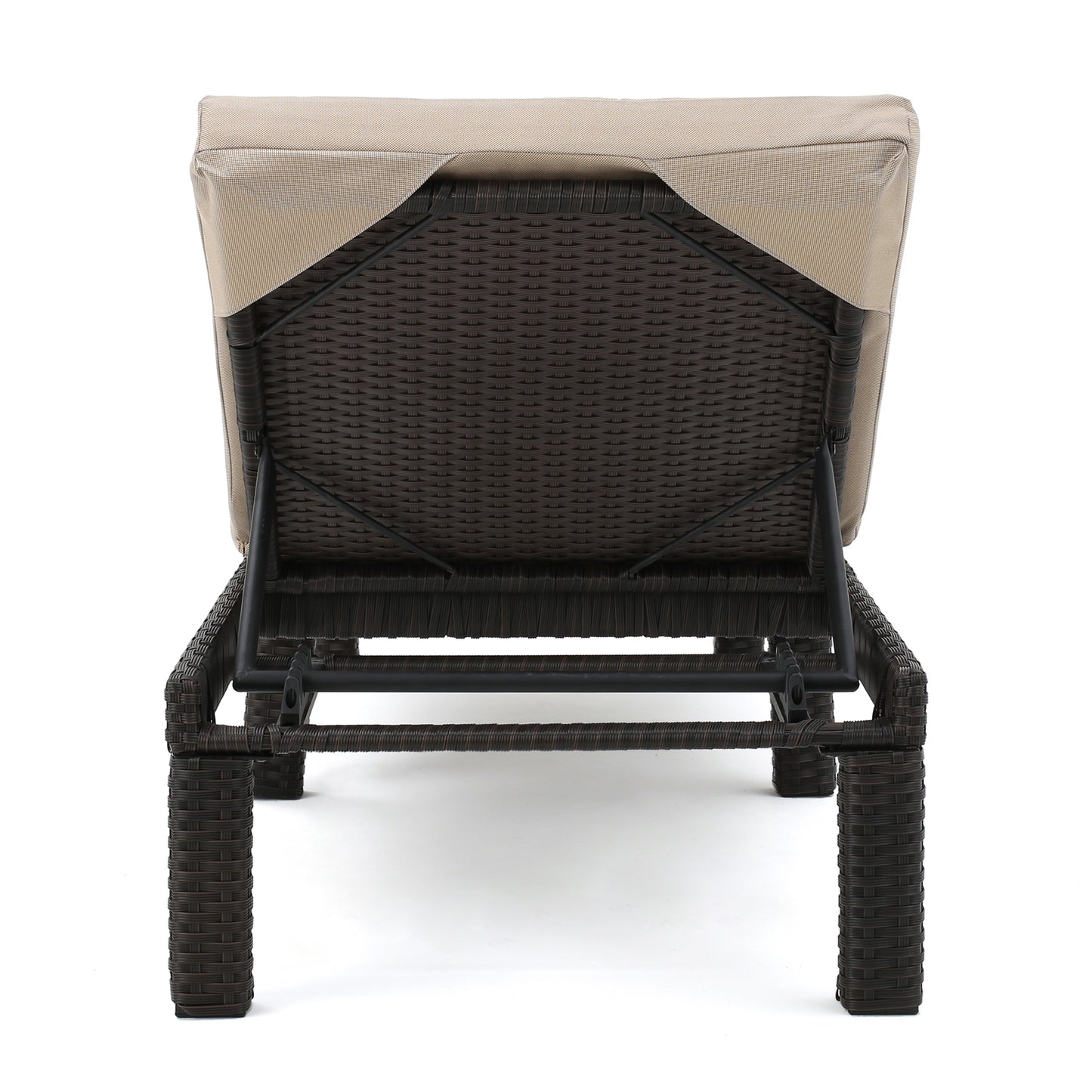 PUERTA KD CHAISE LOUNGE, DARK BROWN FRAME WITH BEIGE CUSHION