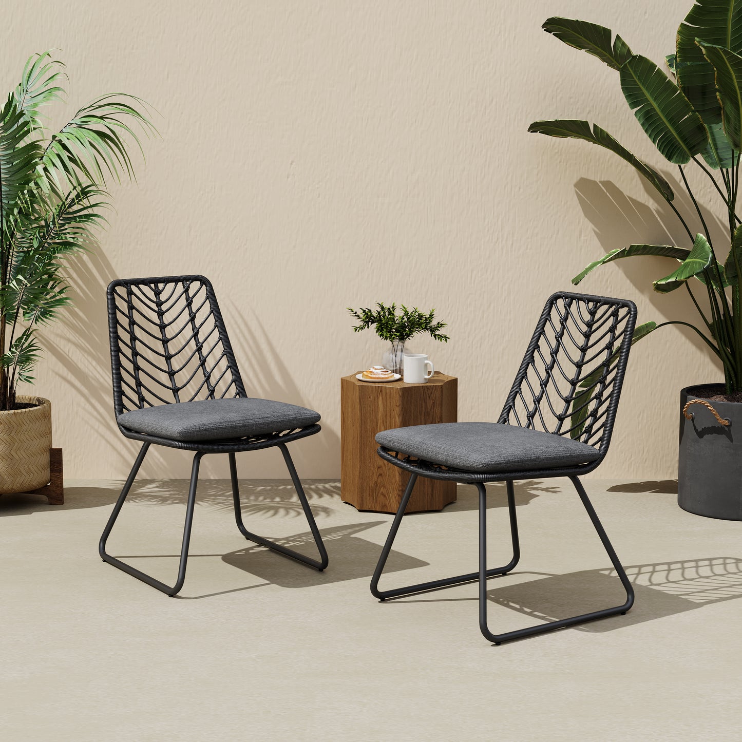 DEJA CHAIR,2PCS with 2 Cushions,Gray