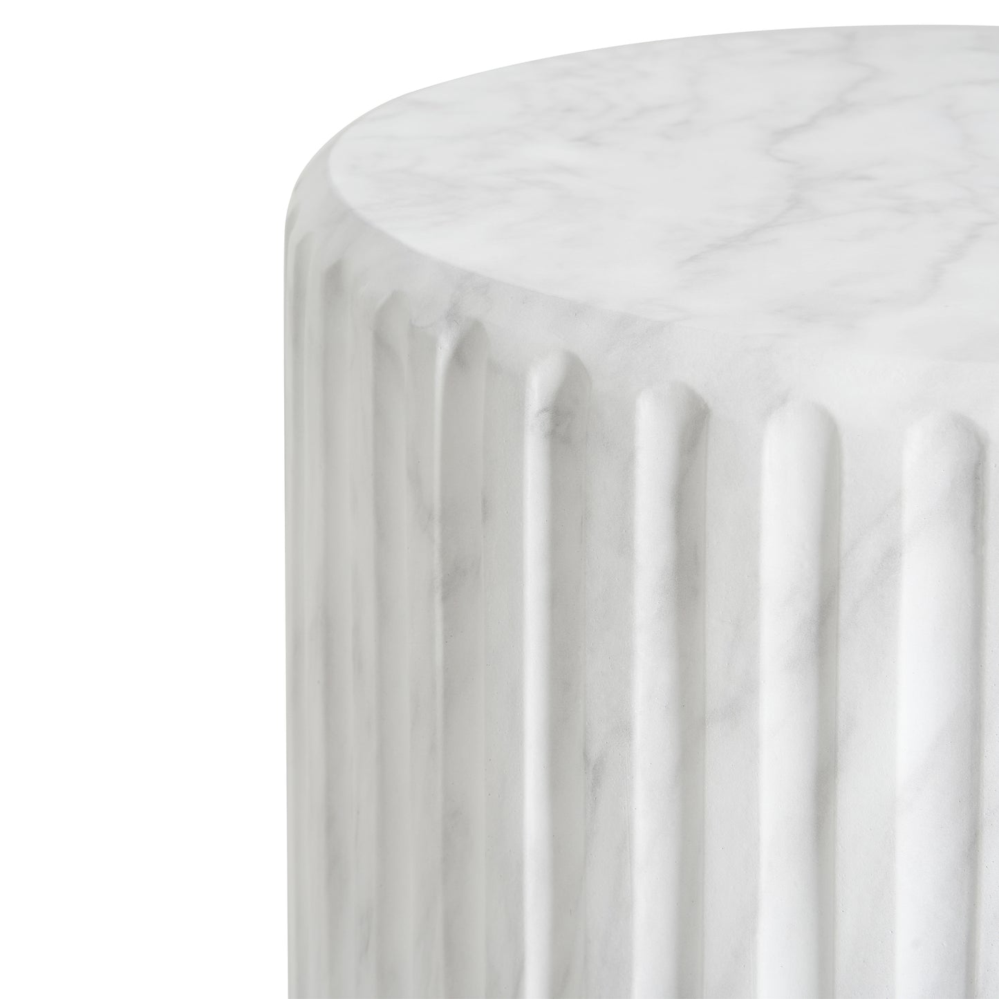 Outdoor Cicci Carved Side Table,White