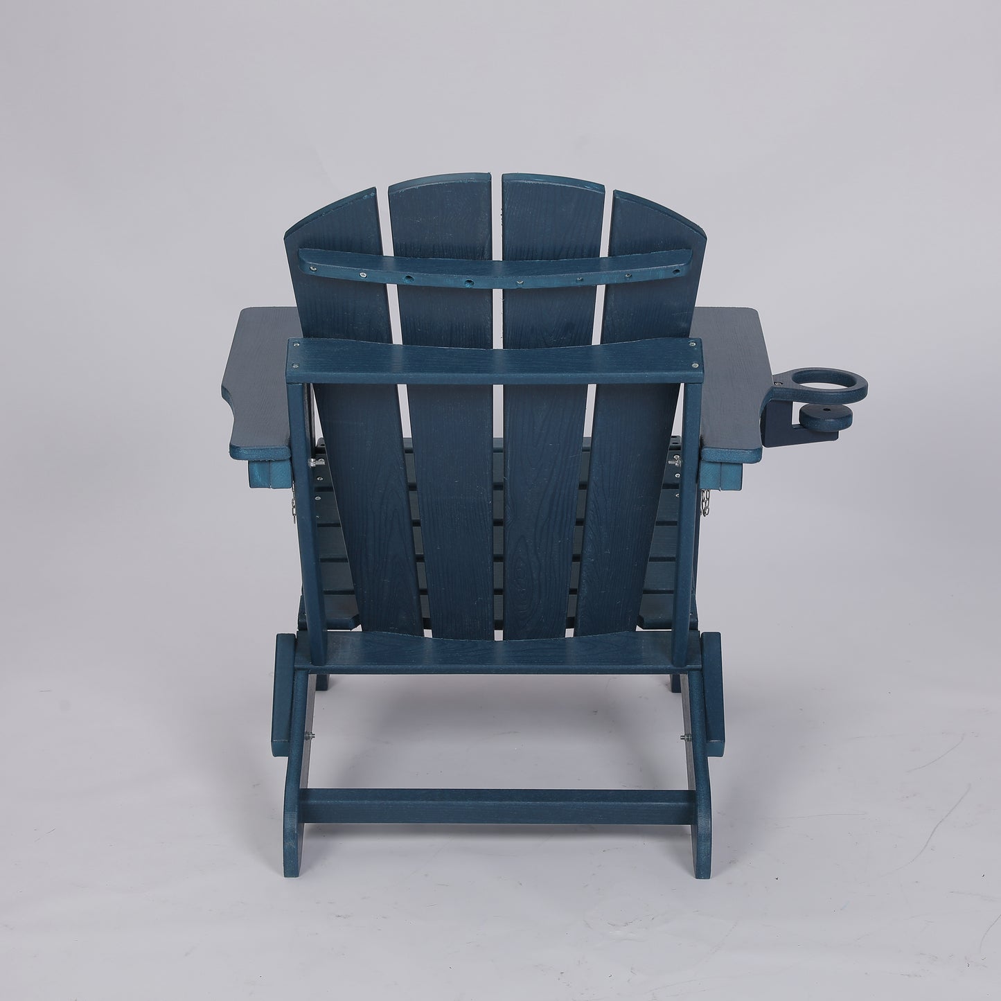 HDPE Folding Adirondack Chair with Dual Cup Holder - Composite Adirondack Chair with Wood Texture- ,Navy Blue
