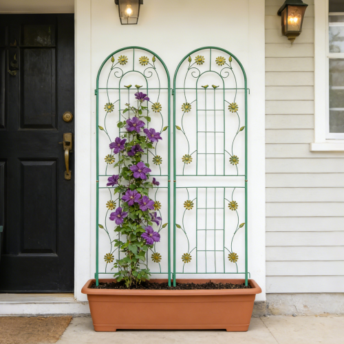 2-Pack 78.7 in. Height Metal Garden Rustproof Trellis Outdoor Flower Support for Climbing Plants in Black