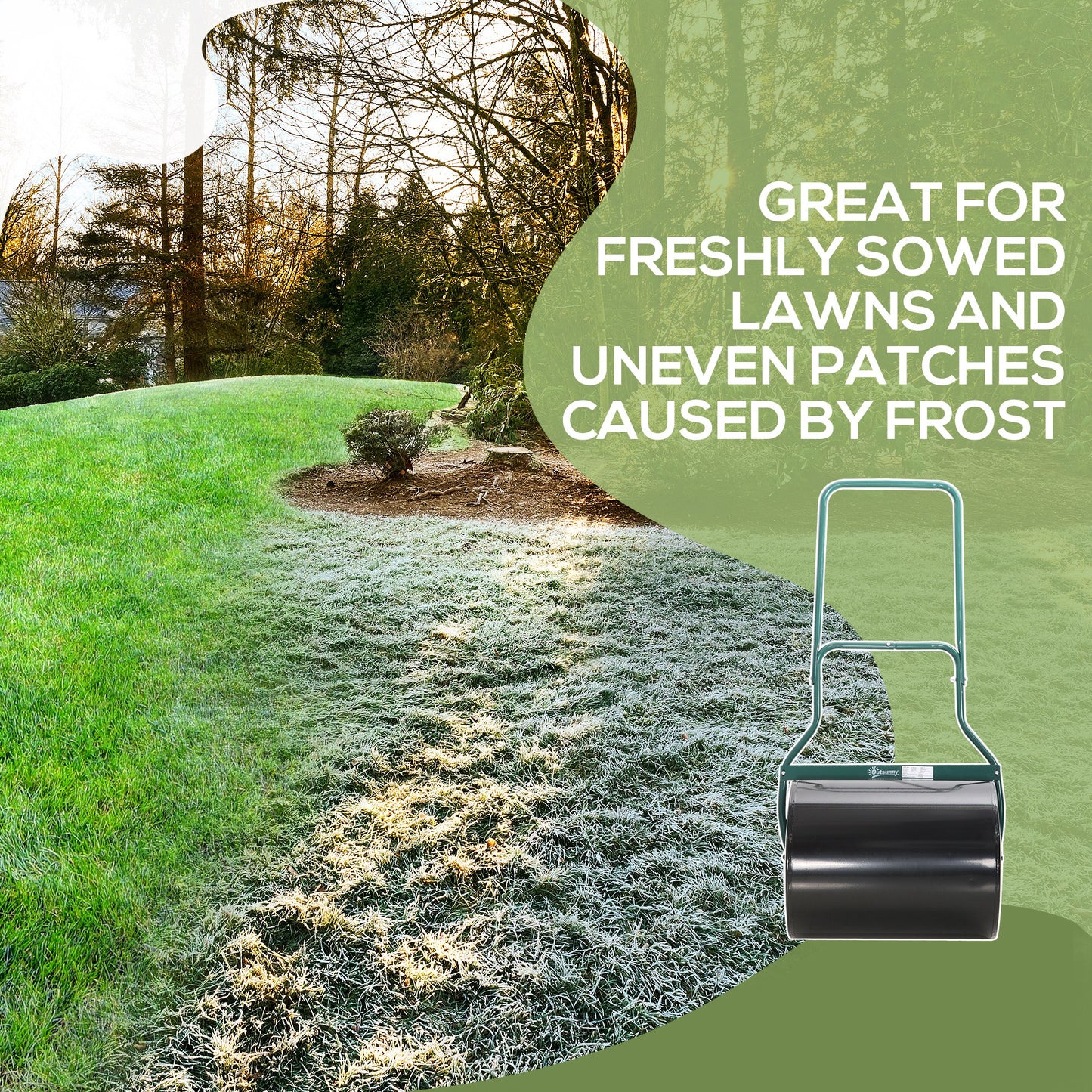 Outsunny 20-Inch Push/Tow Behind Lawn Roller Filled with 16 Gal Water or Sand, Perfect for Flattening Sod in the Garden