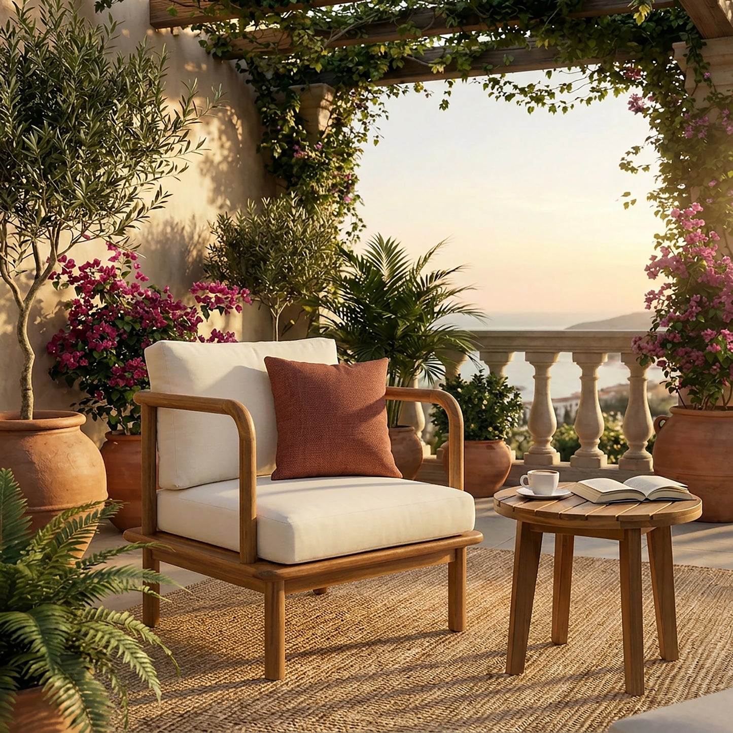 Canape Acacia Club Chair with Cream Cushion