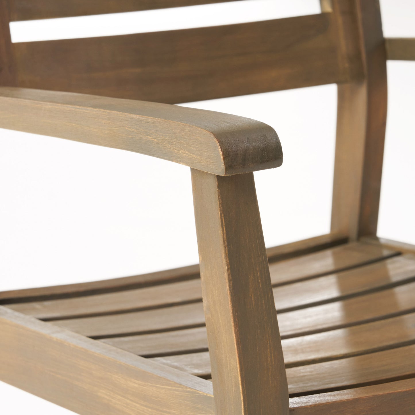 STAMFORD Dining Chairs Set of 2,Acacia Wood Patio Armchair,for Backyard, Poolside, Garden,Grey