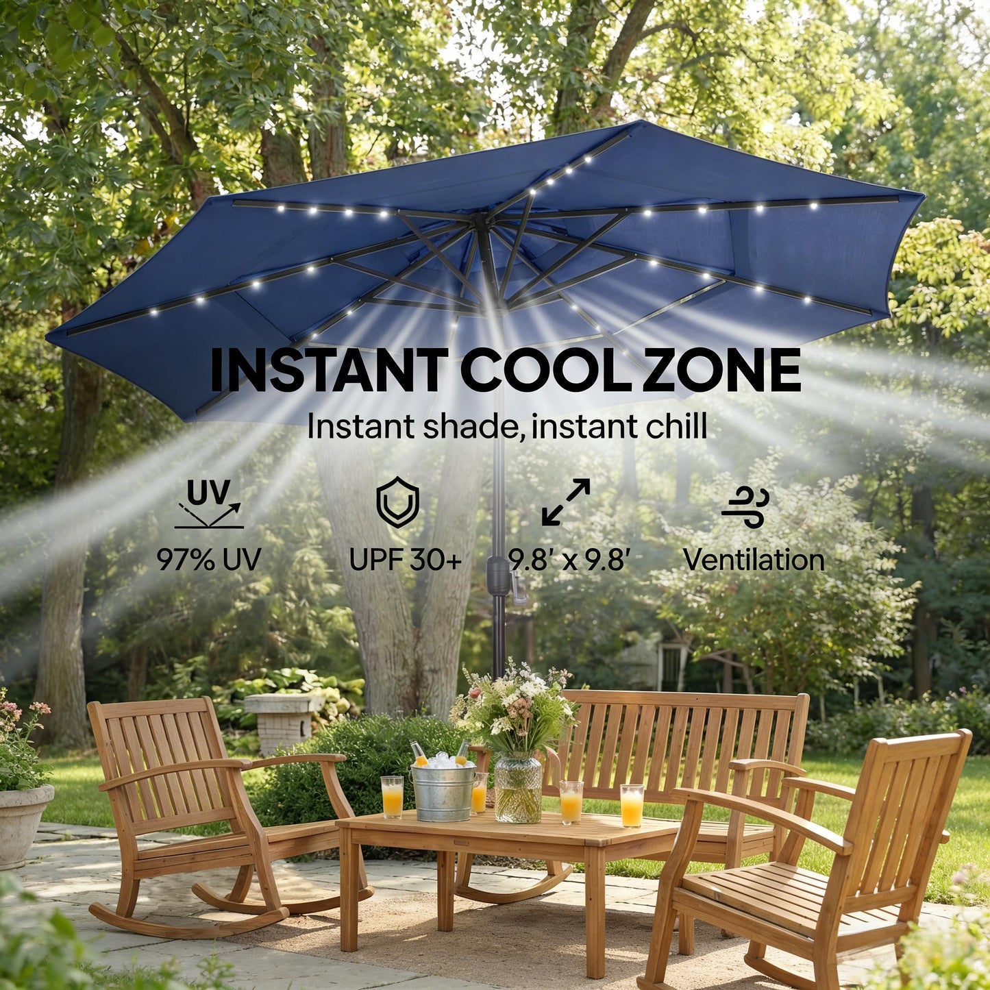 Garden Umbrella,3 Tier Outdoor Table Umbrella,Outdoor Patio Umbrella (Only Umbrella)