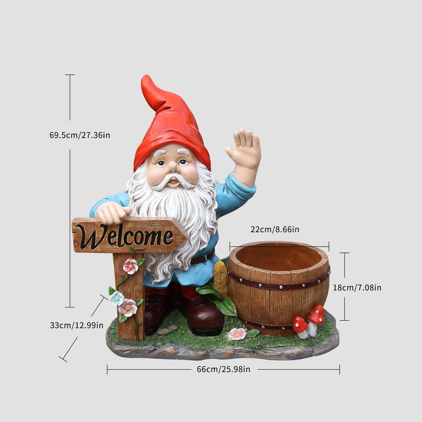 Outdoor Garden Sculpture Gnome Flower Pot Planter - Unique Yard Statue Decoration, Interesting Law Outdoor Ornament