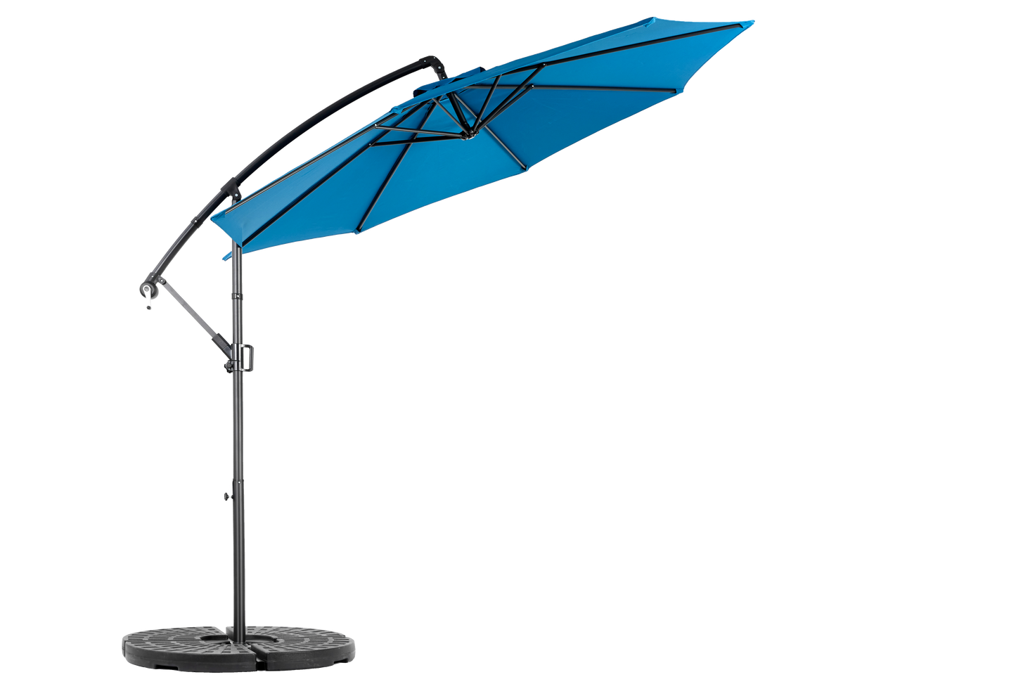 Best Choice Products 10ft Offset Hanging Market Patio Umbrella w/Easy Tilt Adjustment, Polyester Shade, 8 Ribs for Backyard, Poolside   -  ( Dark blue ) (No Base)