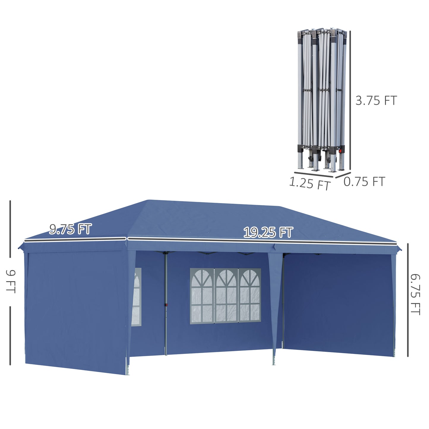 Outsunny 10' x 20' Pop Up Canopy Tent with 4 Sidewalls, Heavy Duty Tents for Parties, Outdoor Instant Gazebo with Carry Bag, for Outdoor, Garden, Patio, Blue