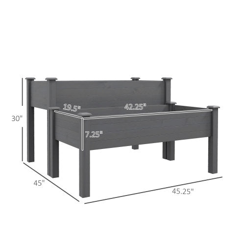 Elevated Garden Planter Box with Drainage System Gray for Herb Vegetable Flower Indoors/Outdoors