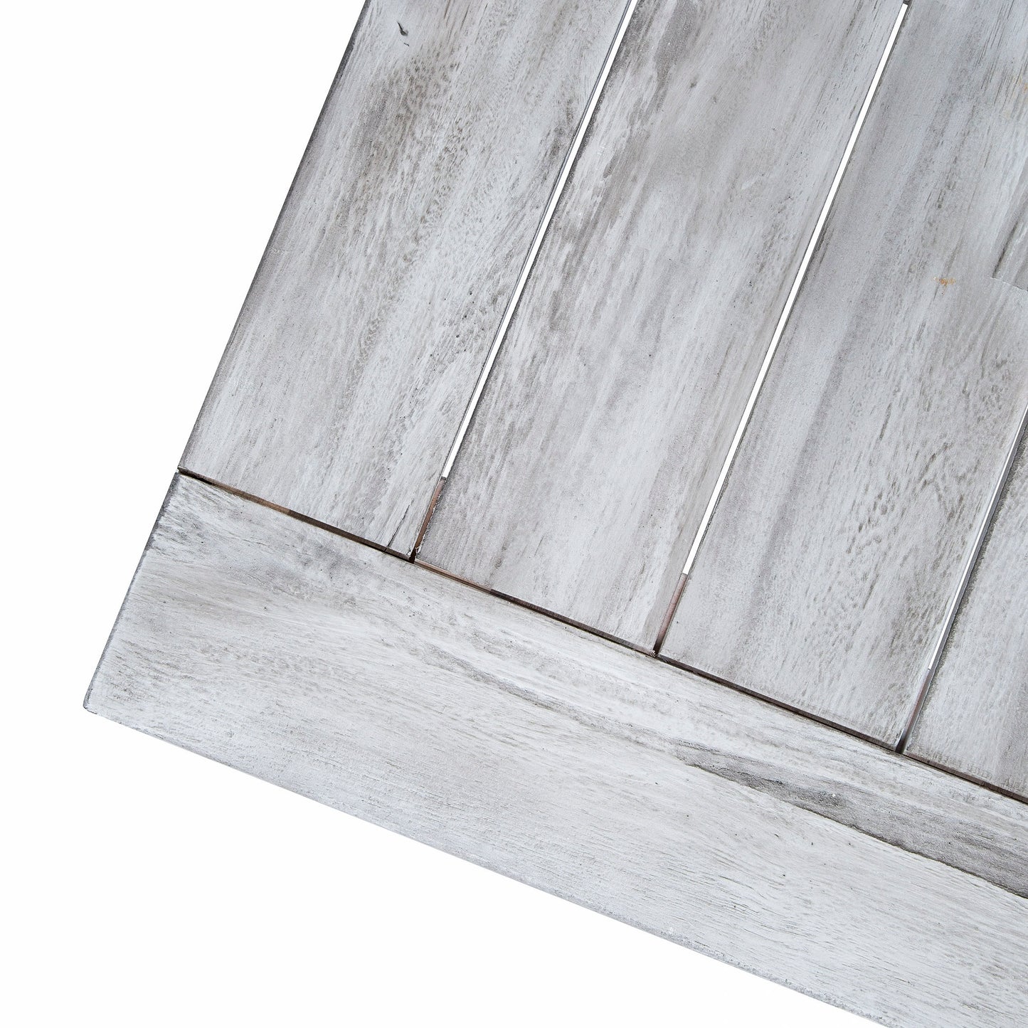 Outdoor Light Grey Sandblast Finish Acacia Wood Dining Table with Black Rustic Metal Finish Frame