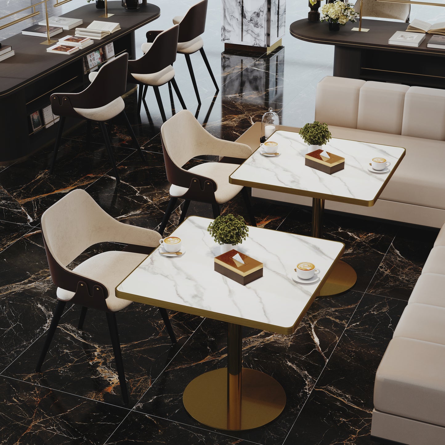 Square Modern Dinning Table 31.5 inches Bistro Table Tulip Table with Faux Marble top,Easy Assemble,Sturdy Metal Frame Diameter