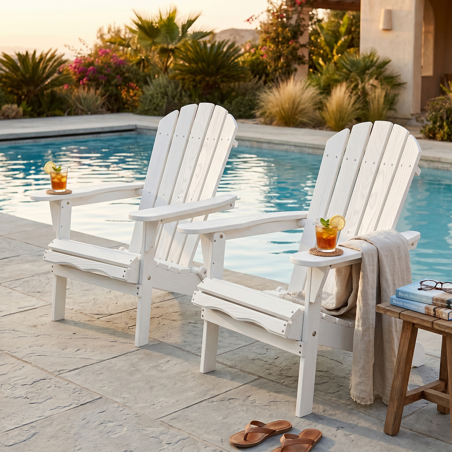 Wood Lounge Patio Chair for Garden Outdoor Wooden Folding Embossed Adirondack Chair Solid Wood Lounge Patio Chair with Wood Grain