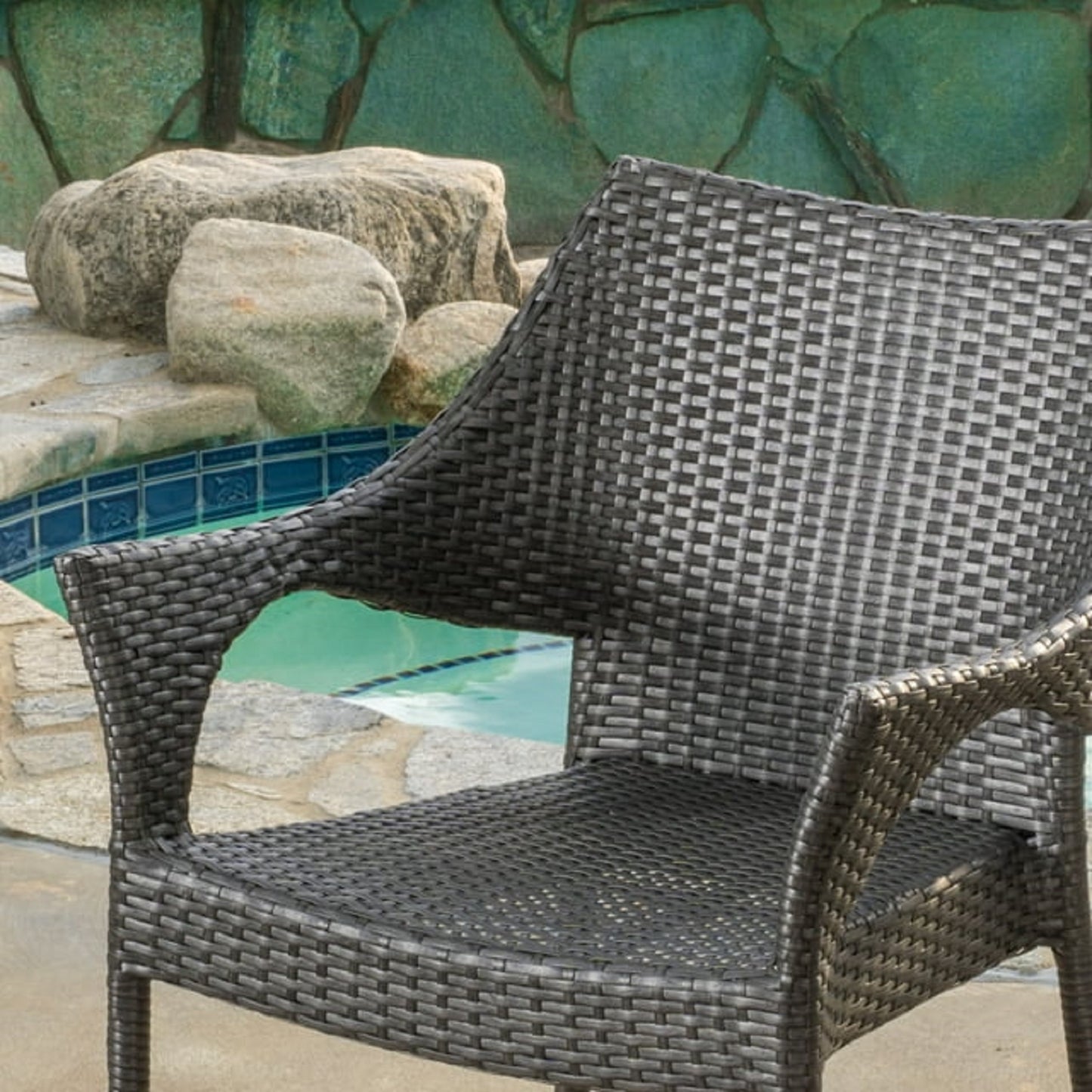 MIRAGE GREY PE WICKER STACKING ARMCHAIR,4PCS