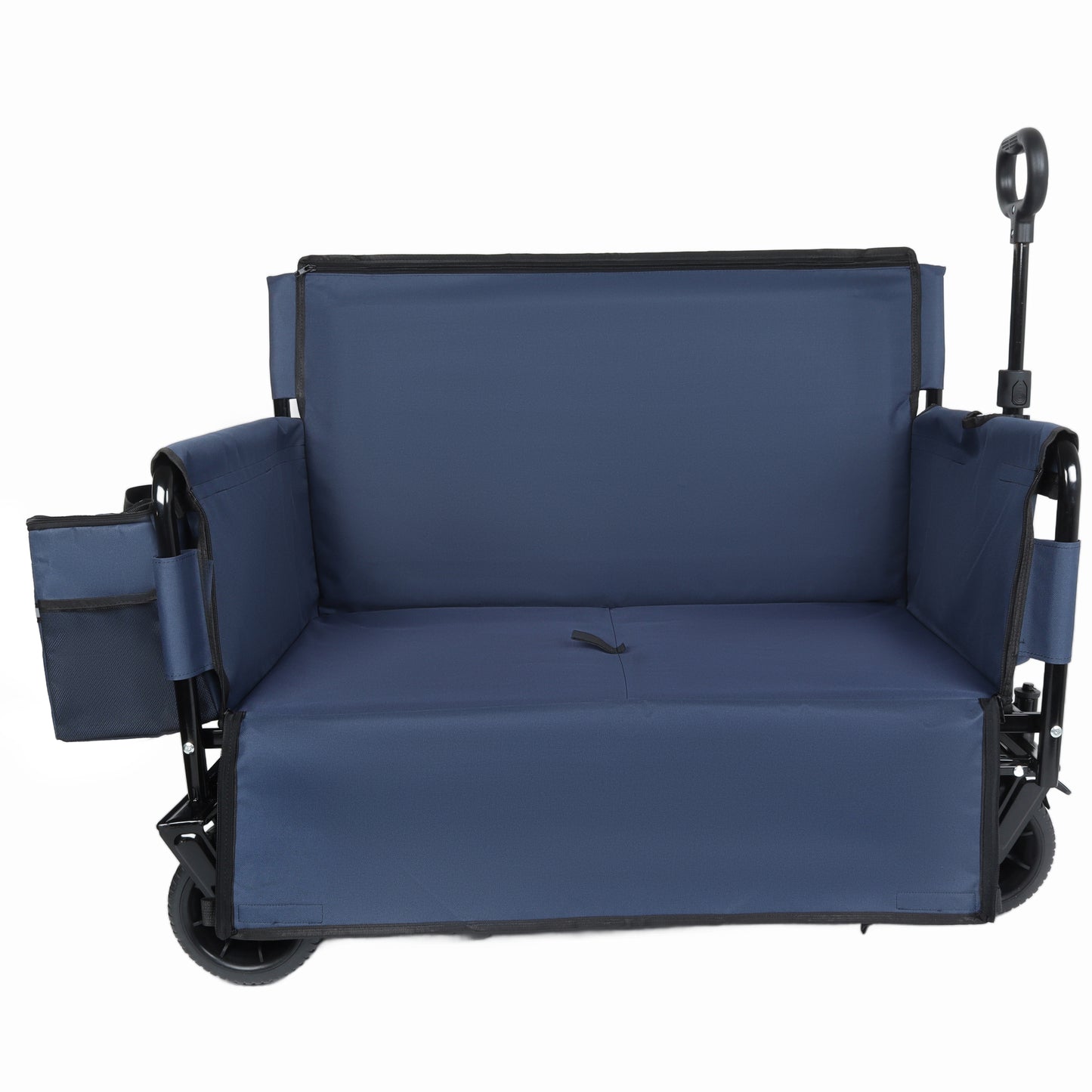 3-in-1 Folding Wagon Cart with Bench Seat & Storage, patent protection- Includes 1 ice pack, 500lbs Heavy-Duty, 180L Capacity All-Terrain Wheels for Camping, Beach, Sports, Garden, dark blue