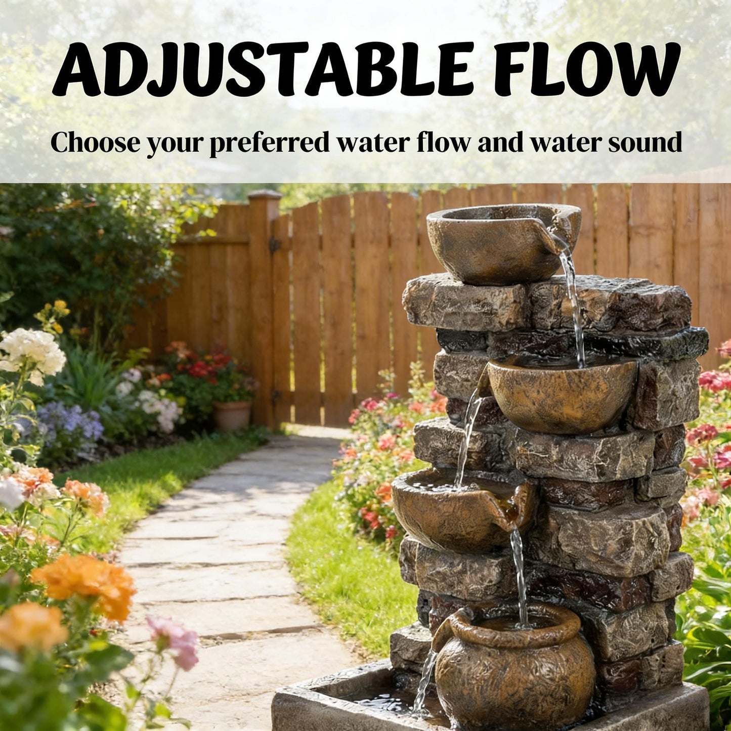 Garden Cascading Waterfall,Outdoor Fountain