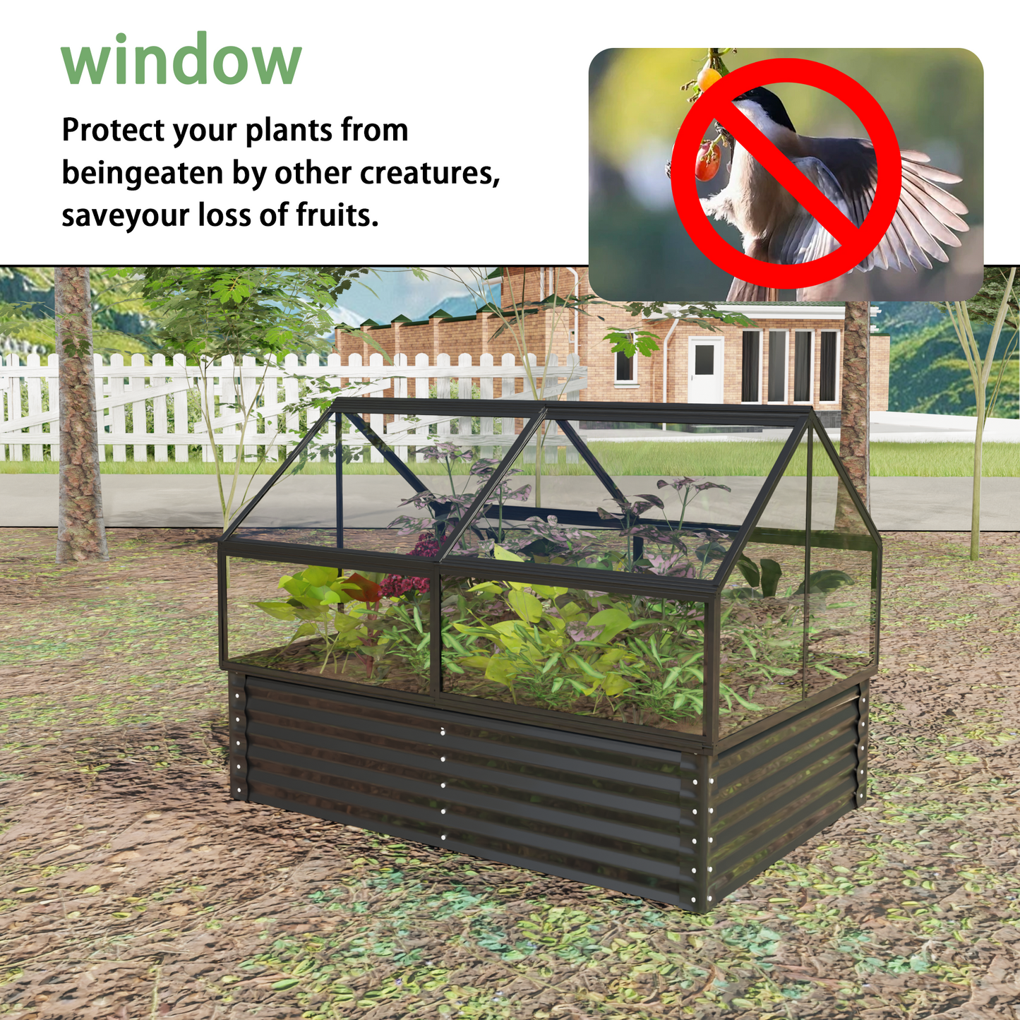 Large Greenhouse and Raised Flower Bed for Outdoors Plant Vegetable Box 68.7" x 45" x 51.5"