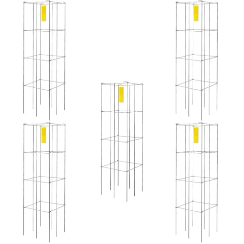 46.1 in. Tomato Cages 5-Piece Square Plant Support Cages Silver PVC-Coated Steel Tomato Towers for Climbing Vegetables