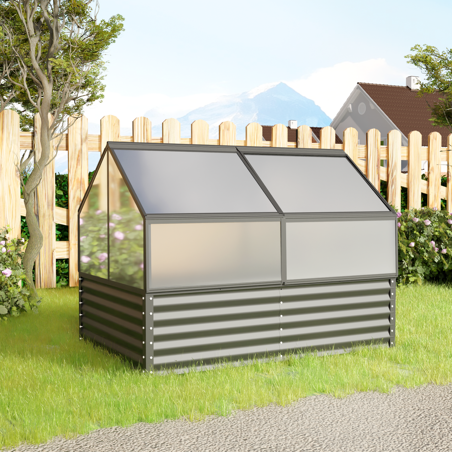 Large Greenhouse and Raised Flower Bed for Outdoors Plant Vegetable Box 68.7" x 45" x 51.5"
