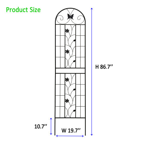 4-Pack 86.7 in. x 19.7 in. Black Metal Garden Trellis, Rustproof Trellis for Climbing Plants Outdoor