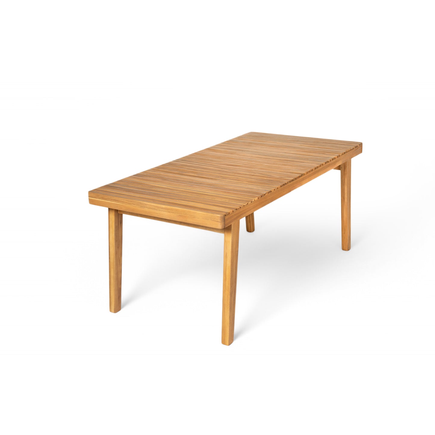 69" Acacia Wood Outdoor Dining Table with Slatted Top, 300 lbs Weight Capacity, Ideal for Patio & Garden Gatherings, Natural Color