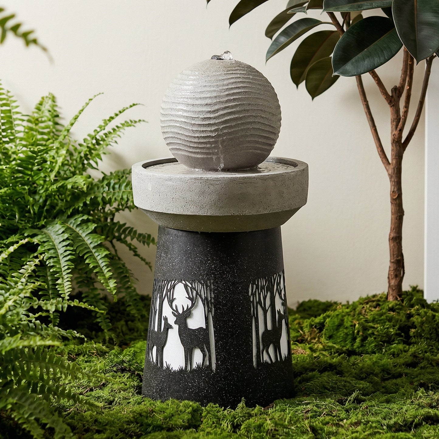 Outdoor Garden Lantern with Warm LED Light Deer Silhouette Decorative Landscape Light for Patio Yard Lawn