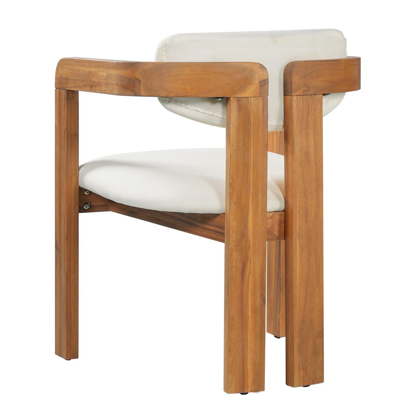 Set of 2 Outdoor Acacia Wood Dining Chairs with Cushions, Modern Solid Wood Armchairs with Weather-Resistant Upholstery for Patio, Garden, Balcony & Backyard,Beige Cushion