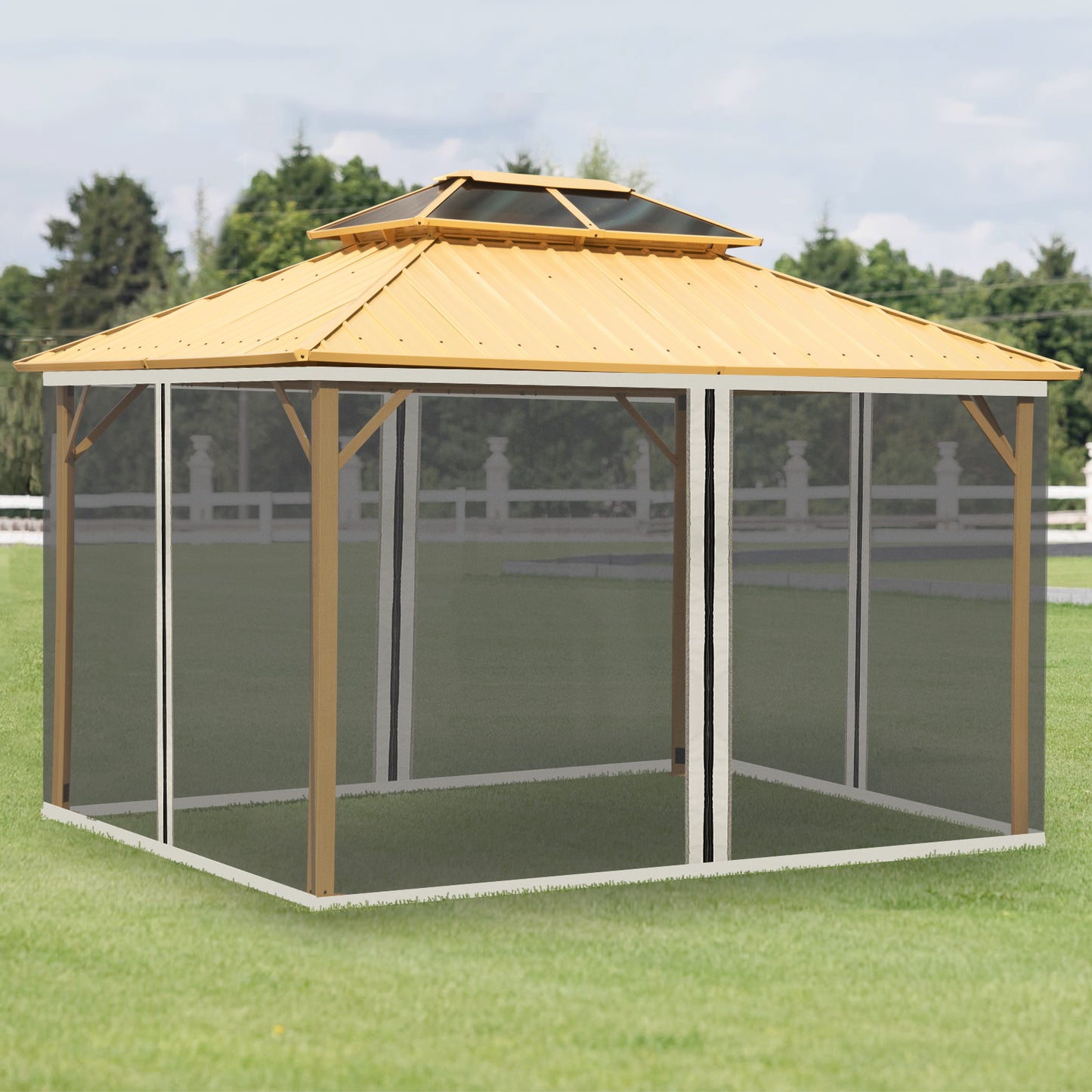 Outsunny 10' x 13' Replacement Mesh Sidewall Netting for Patio Gazebos and Canopy Tents with Zippers (Sidewall Only), Cream