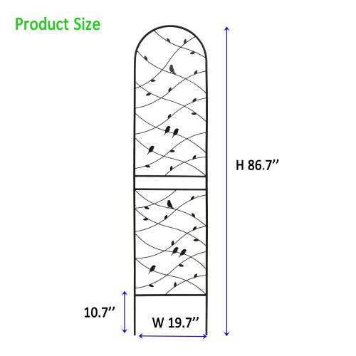 2 Pack 86.7 in. x 19.7 in. Black Metal Garden Trellis, Rustproof Trellis for Climbing Plants Outdoor Flower Support